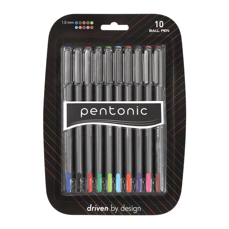 linc Pentonic Premium Ball Point Pen 1.0 mm Medium Point, 10-Count, Assorted Colors | Medium Point Featherlite Feel, Easy Flow Ink Technology, Sleek Matte Finish - Image 1